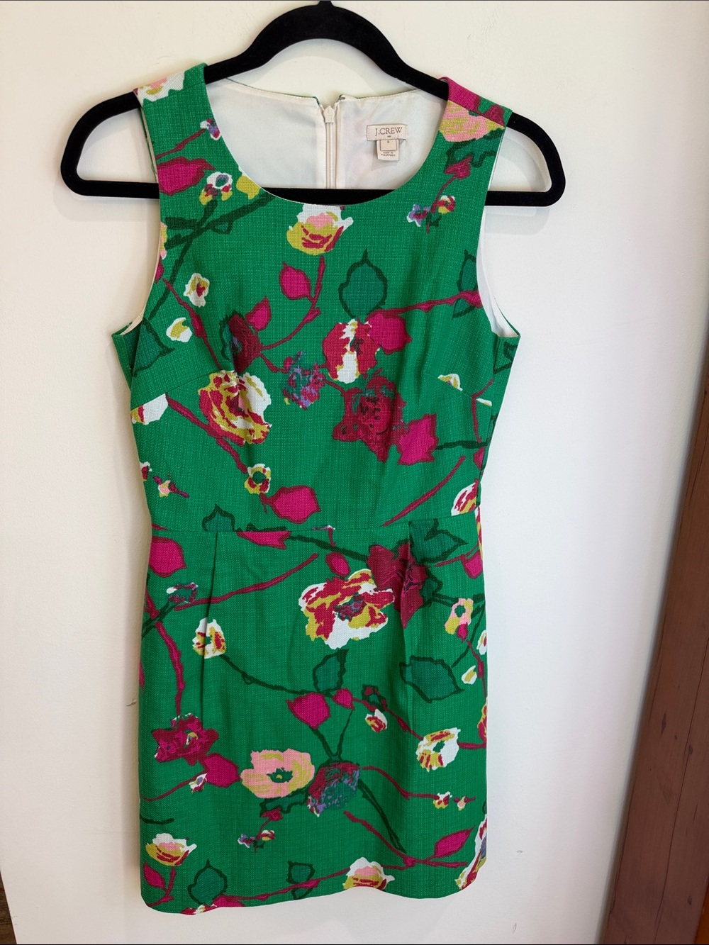 J. Crew Green Floral 100% Cotton Woven Look Mini Sleeveless Dress, Sz 0